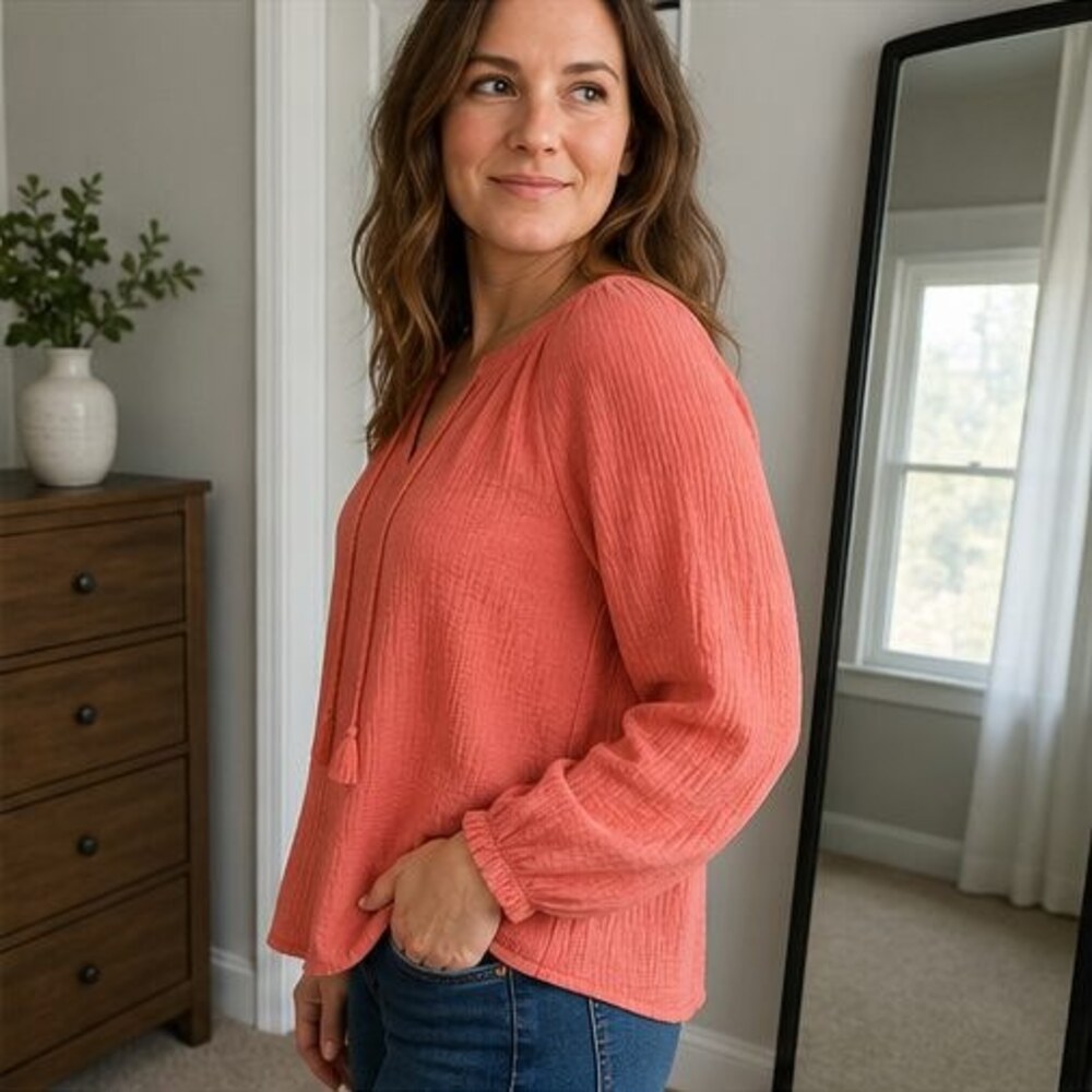 Navy Wrap Blouse - Picture 3 of 6